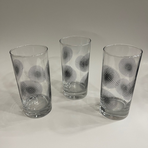 Set of 3 Libbey Royal Norfolk Starburst Atomic Glass Tumblers - 16 oz - Vintage - Picture 11 of 13